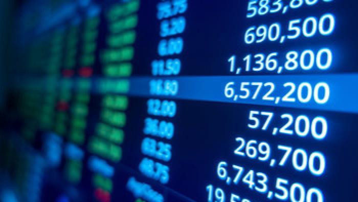 Simulated financial numbers from an onscreen display